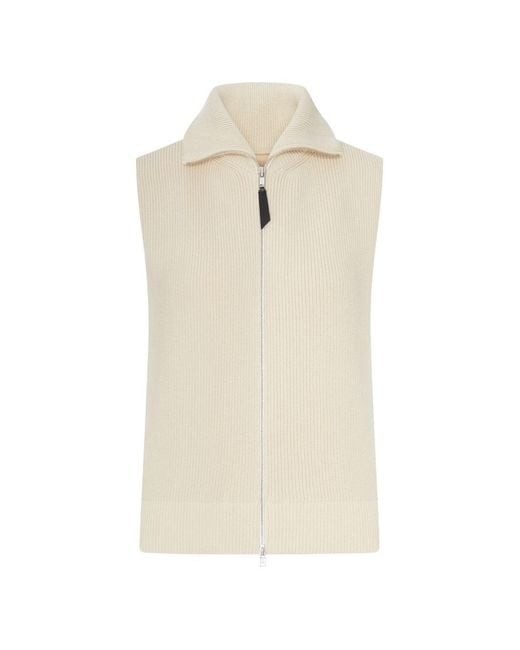 Maison Margiela White Wool Zipped Vest