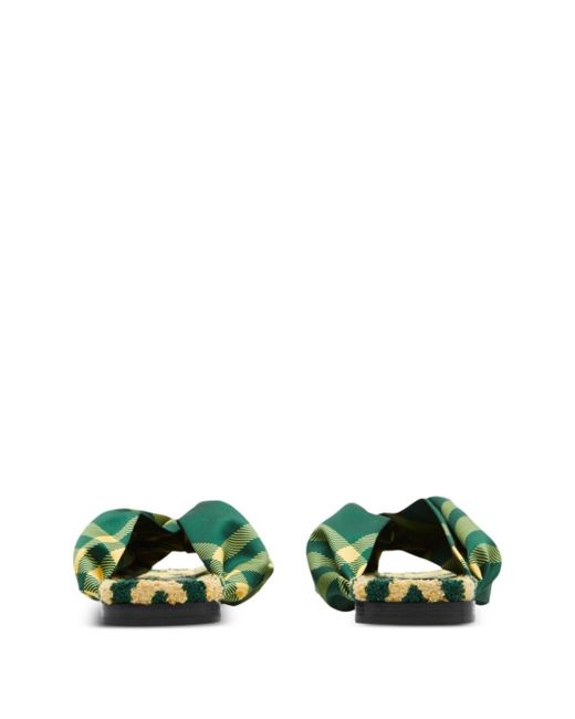 Burberry Green Pool Check Thong Sandals