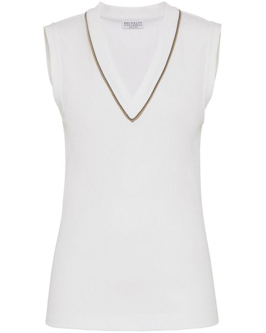 Top Scollo V di Brunello Cucinelli in White