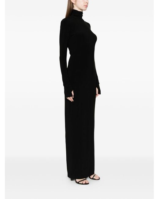 Norma Kamali Black Turtle-Neck Long Dress