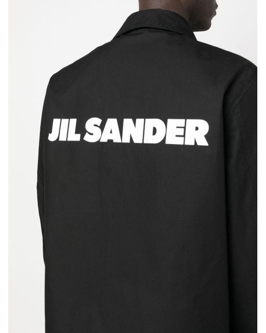 Jil Sander Black Logo-print Shirt Jacket for men