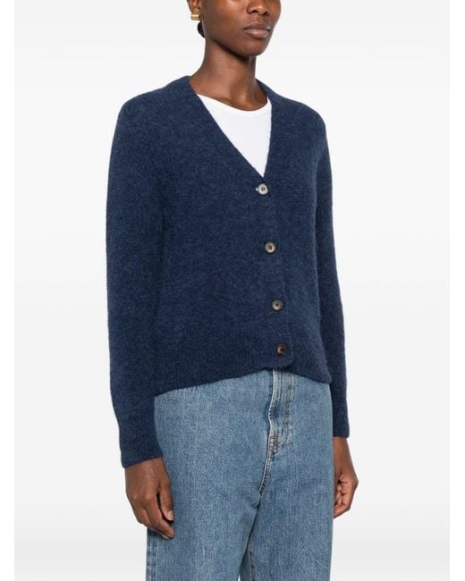 Base London Blue Wool V-Necked Cardigan