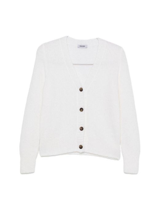 Base London White Wool V-Necked Cardigan