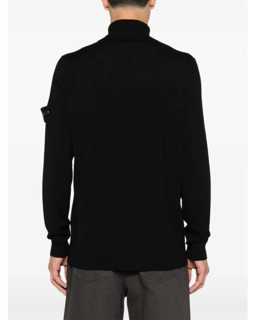 Stone Island Black Wool Turtleneck for men