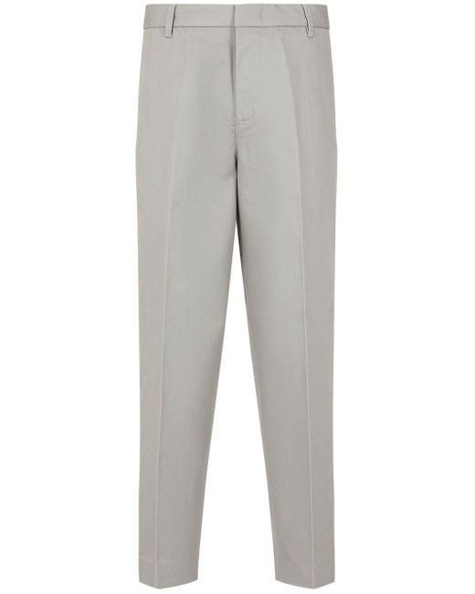 Emporio Armani Gray Cotton Chino Trousers for men