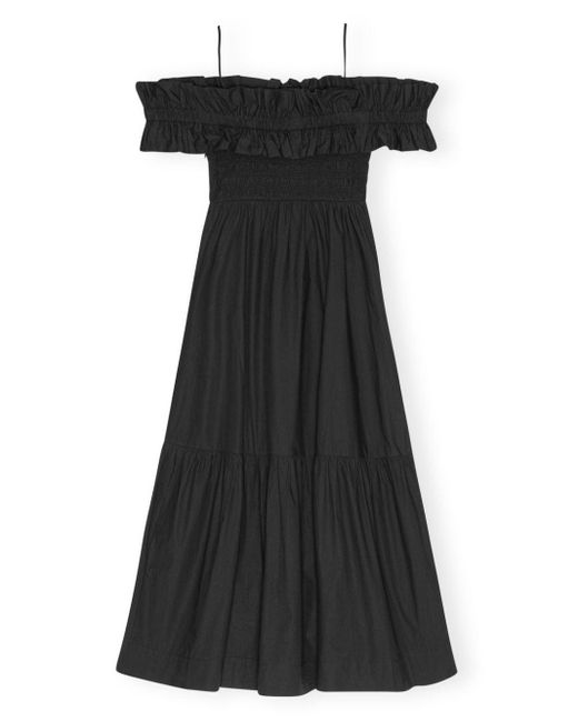 Ganni Black Off-The-Shoulder Dress