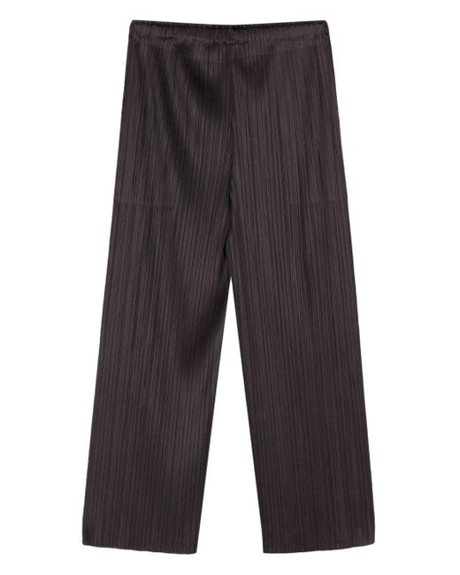 Pleats Please Issey Miyake Gray Pleated Cropped Trousers
