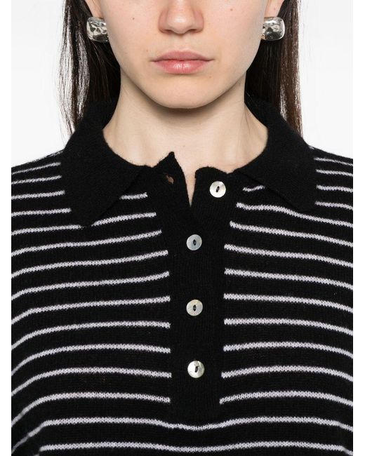 Be You Black Cashmere Striped Polo Shirt