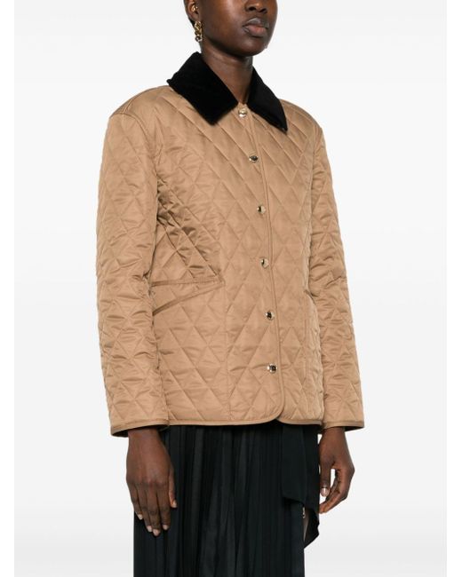 Burberry Brown Corduroy-collar Quilted Jacket