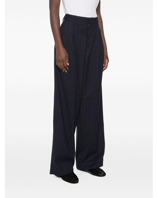 White Sand Blue Wide-Leg Trousers