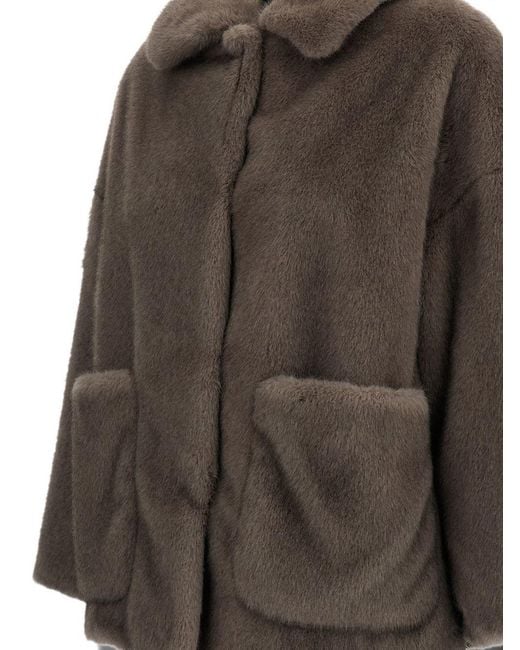 Herno Brown Faux Fur Bomber Jacket