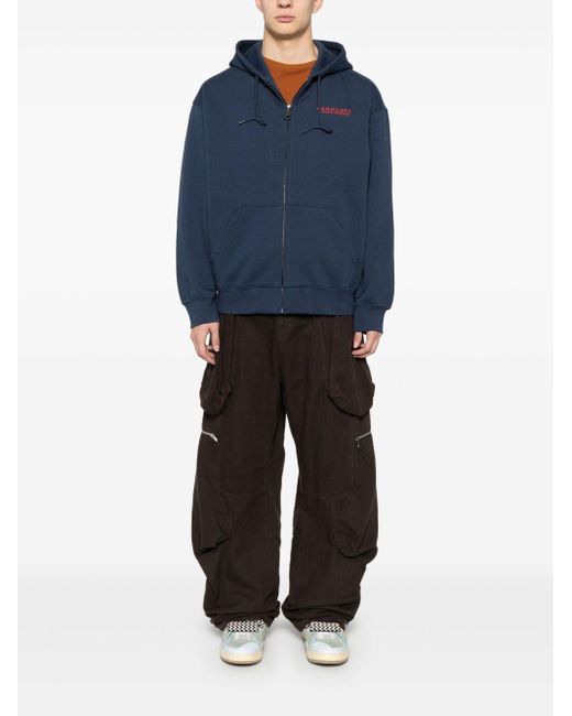 Carhartt Blue Logo Cotton Zipped Hoodie for men