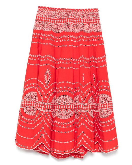 Charo Ruiz Red Livvy Midi Skirt