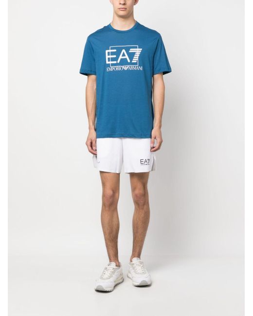 EA7 White Logo Shorts for men
