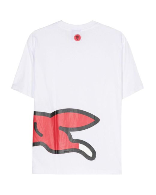 ICECREAM White Running Dog-print Cotton T-shirt for men