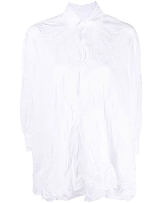Daniela Gregis White Double-collar Crinkled Shirt