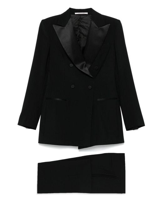Tagliatore Black Wool Double Breasted Suit