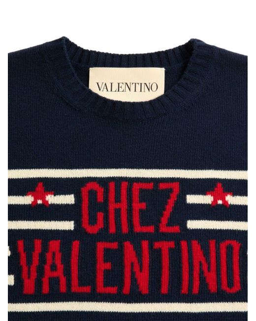 Valentino Blue Sweater With Jacquard Pattern Chez for men