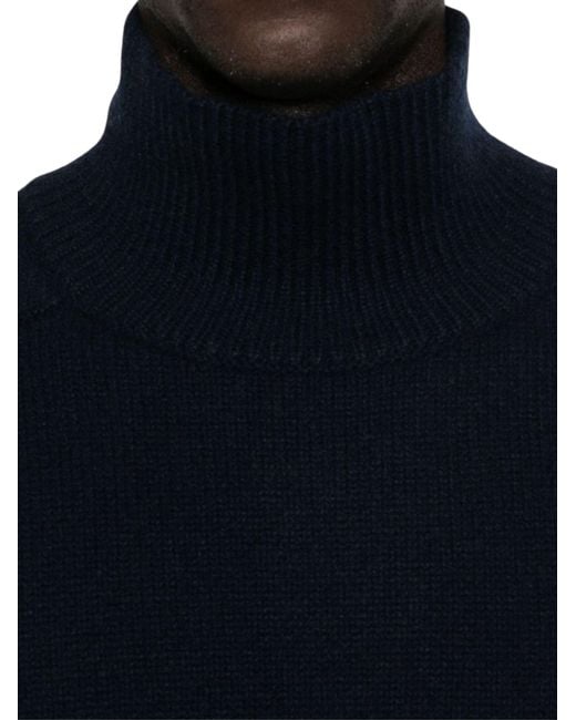 Soft Goat Blue Wool Turtle Neck Sweater for men