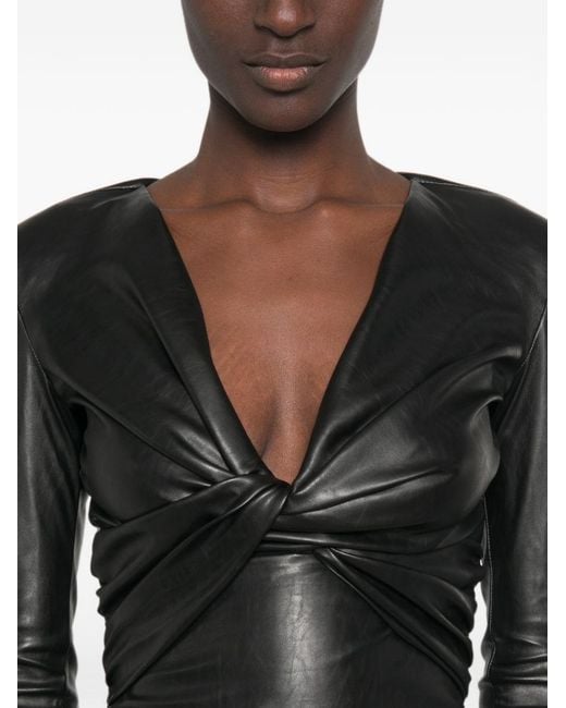Elisabetta Franchi Black Twist-Detail Long-Sleeve Bodysuit