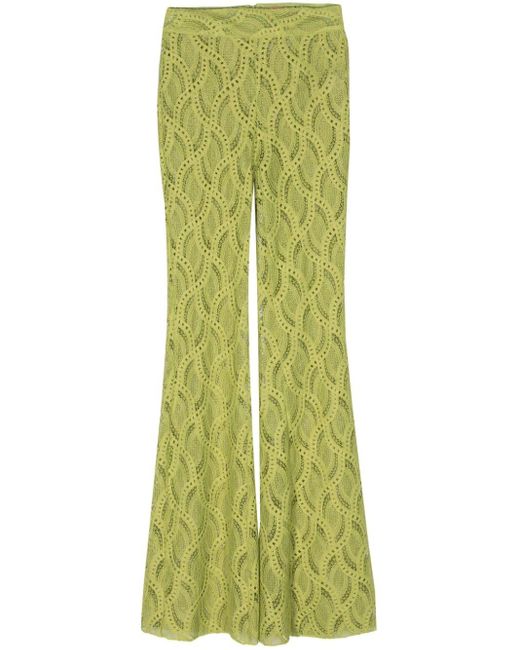 Ermanno Scervino Green Crochet-knit Flared Trousers