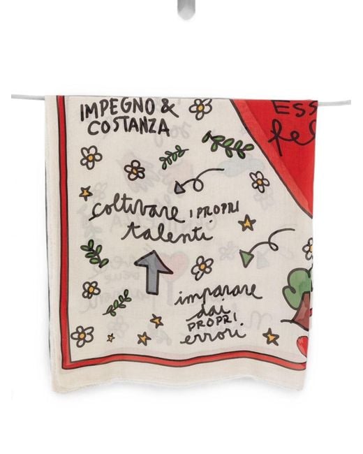 Faliero Sarti White To Be Happy Printed Stole