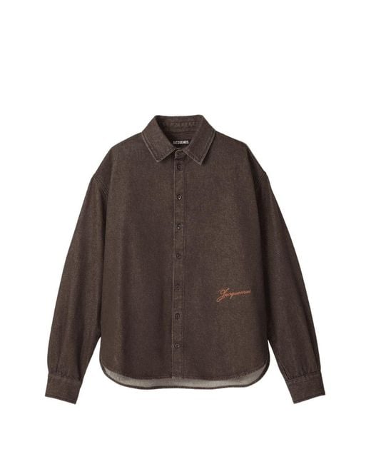 Jacquemus Brown Logo Cotton Shirt for men