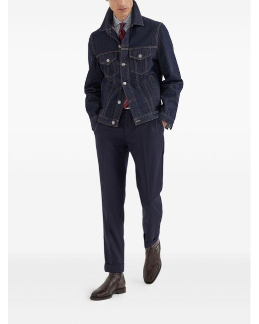Brunello Cucinelli Blue Cotton Shirt for men