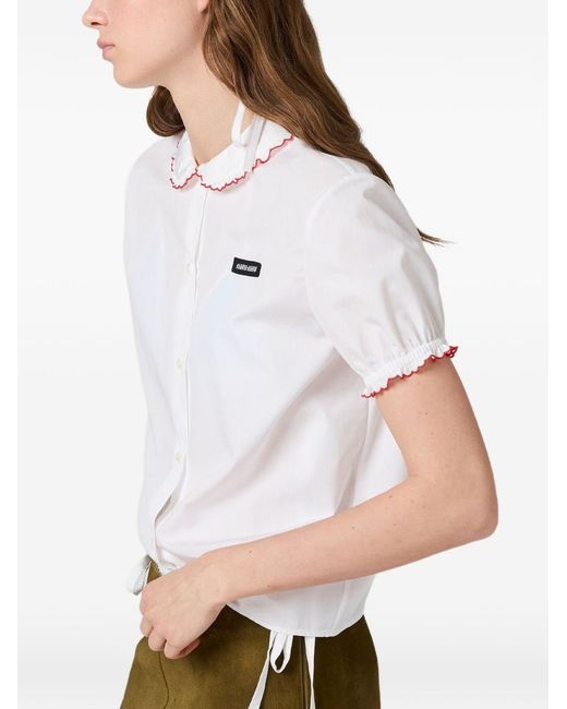 Miu Miu White Embroidered Cotton Shirt