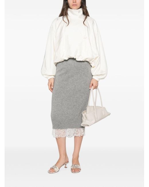 Ermanno Scervino Gray Cashmere Midi Skirt