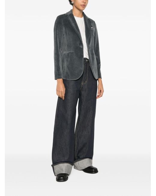 Circolo 1901 Gray Velvet Single-Breasted Jacket