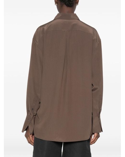Totême  Brown Crepe Silk Shirt