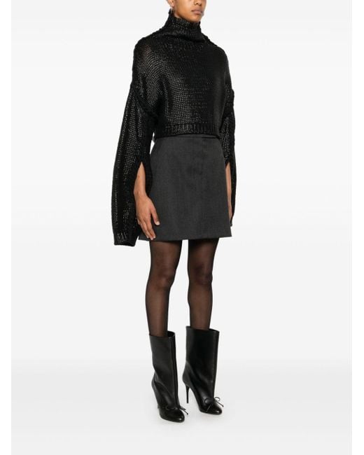 Sportmax Black Cropped Cotton Sweater For