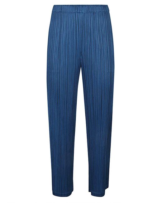 Pleats Please Issey Miyake Blue Pleated Cropped Trousers
