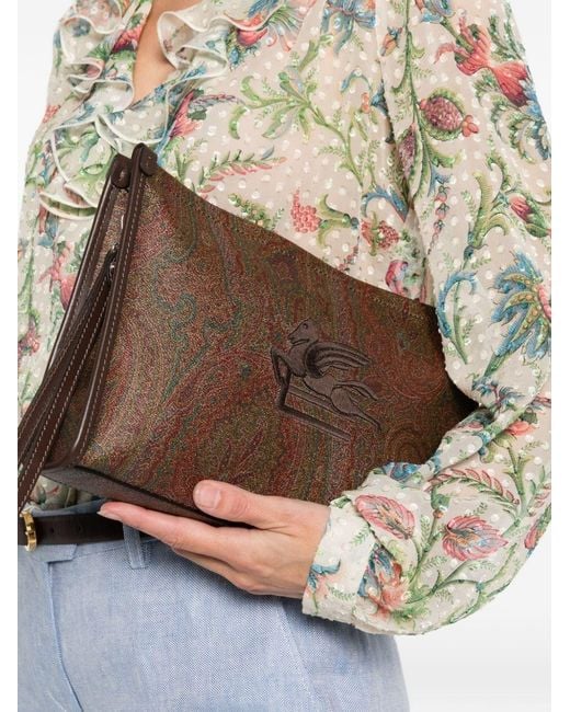 Etro Brown Paisley Print Pouch for men