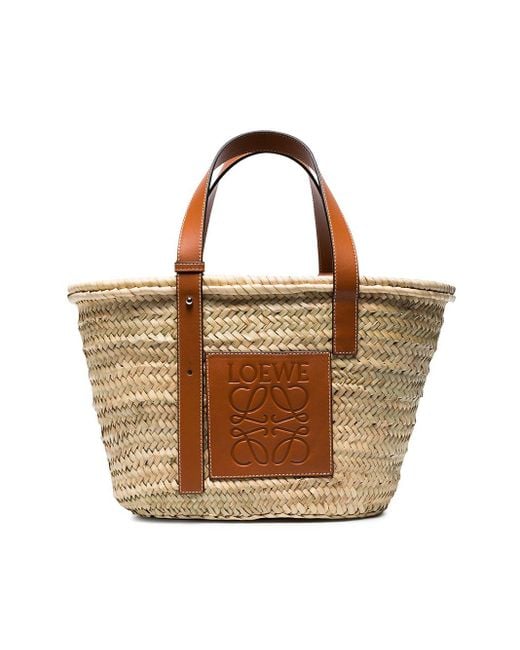 Loewe-Paulas Ibiza Brown Basket Raffia And Leather Tote Bag