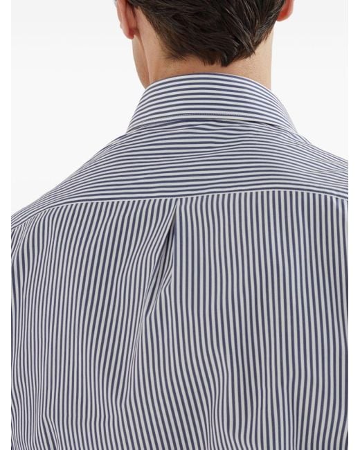 Brunello Cucinelli Blue Cotton Shirt for men