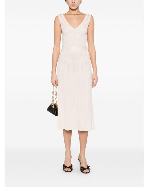 Elisabetta Franchi White Knitted Midi Dress