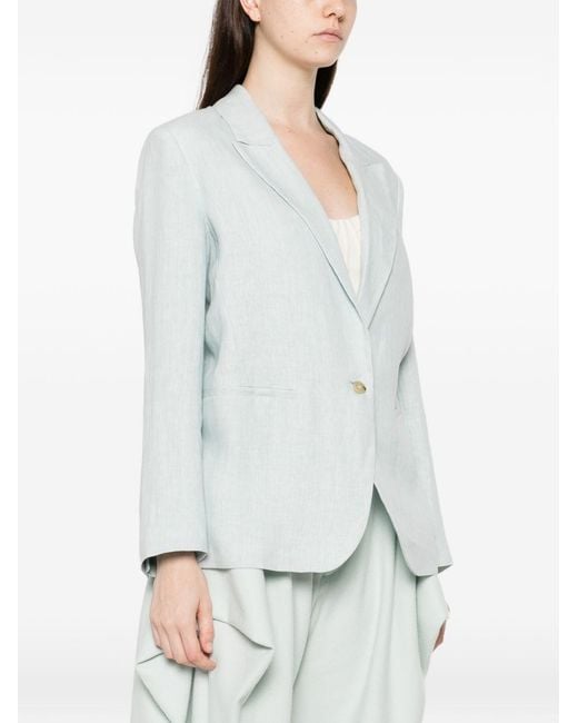Forte_forte White Linen Single-Breasted Jacket