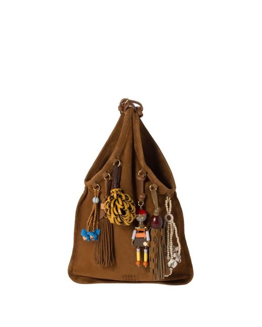 Miu Miu Brown Suede Shoulder Bag With Tricks