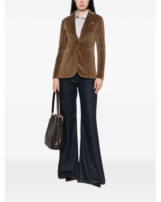 Circolo 1901 Brown Velvet Single-Breasted Jacket