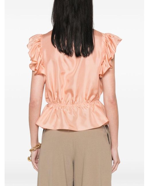 Chloé Pink Silk Rouched Top