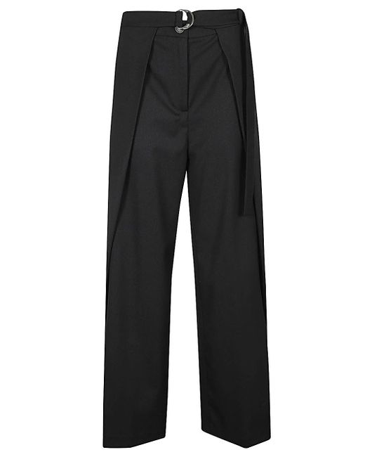 Erika Cavallini Semi Couture Black Wool Twill Amelia Trousers