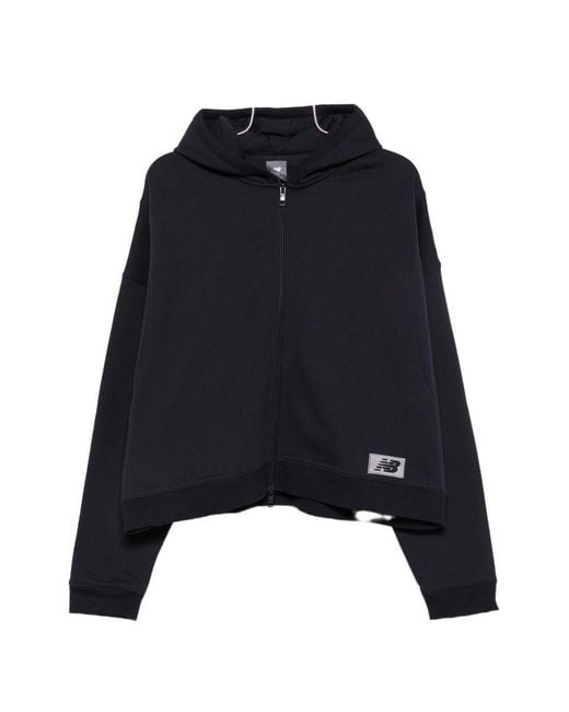 New Balance Blue Logo Cotton Hoodie for men