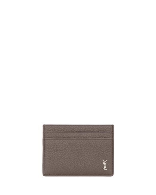 Saint Laurent Gray Tiny Cassandre Card Holder for men