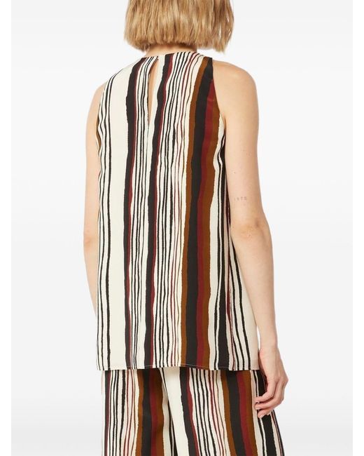 Max Mara White Striped Silk Top