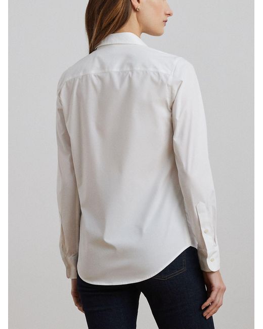 Ralph Lauren White Slim Cut Embroidered Logo Shirt
