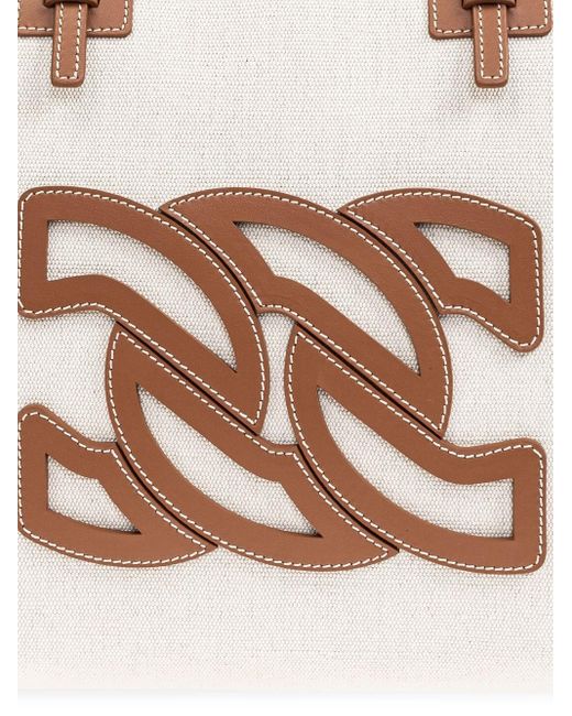 Casadei Brown Canvas And Leather Tote Bag