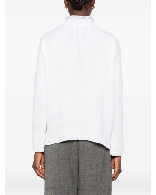 Base London White Wool And Cashmere Crewneck Sweater