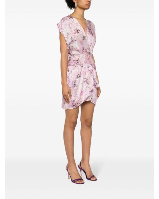 IRO Pink Floral Print Silk Short Dress